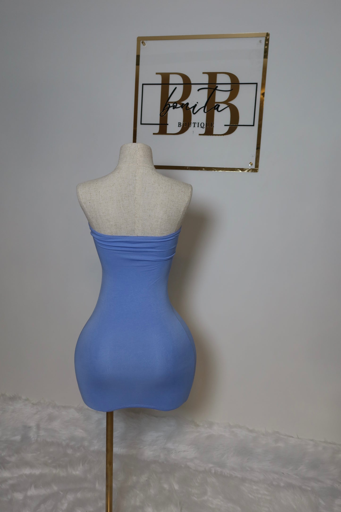 Blue water Strapless Dress
