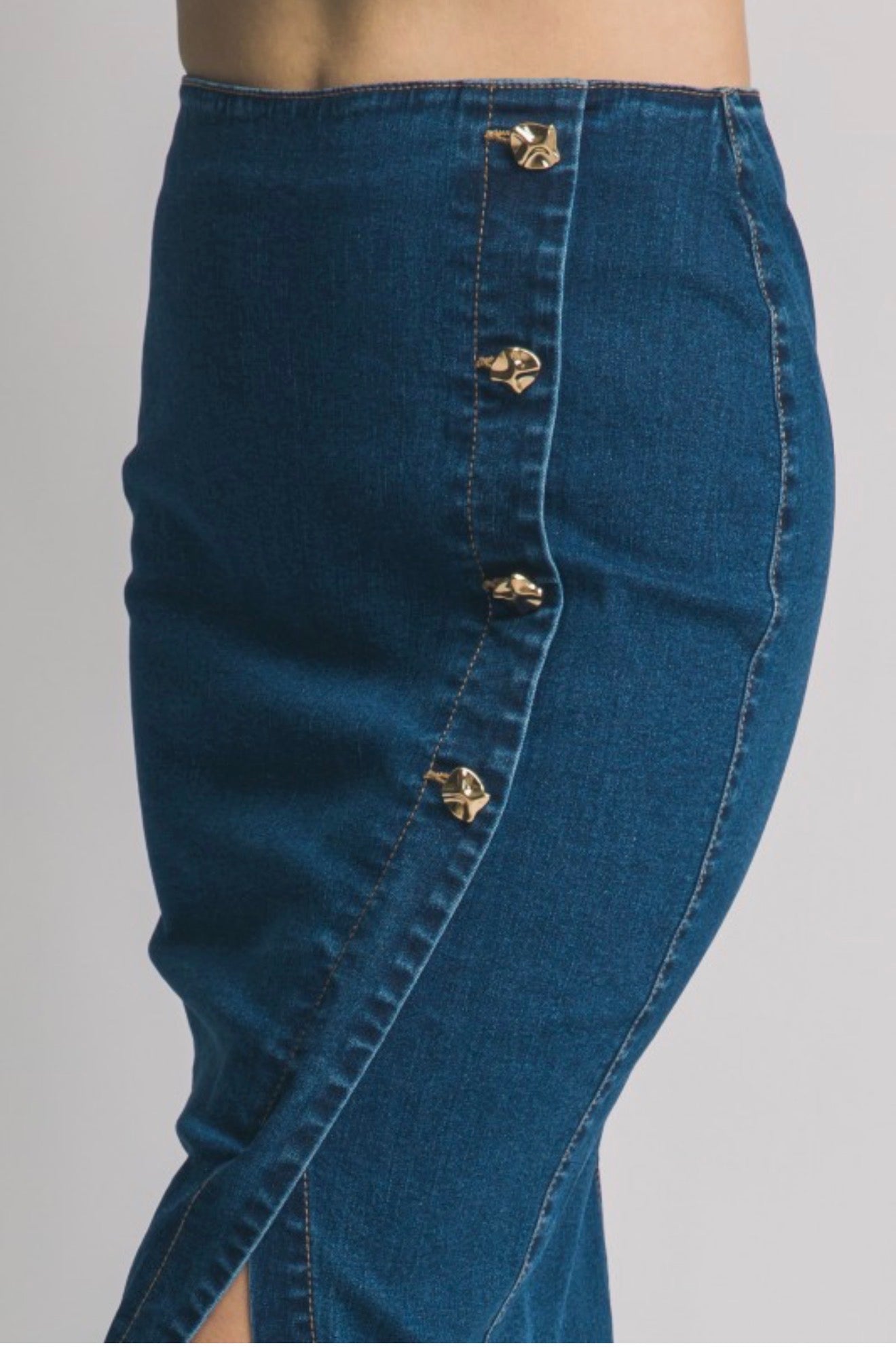 Button Denim Skirt
