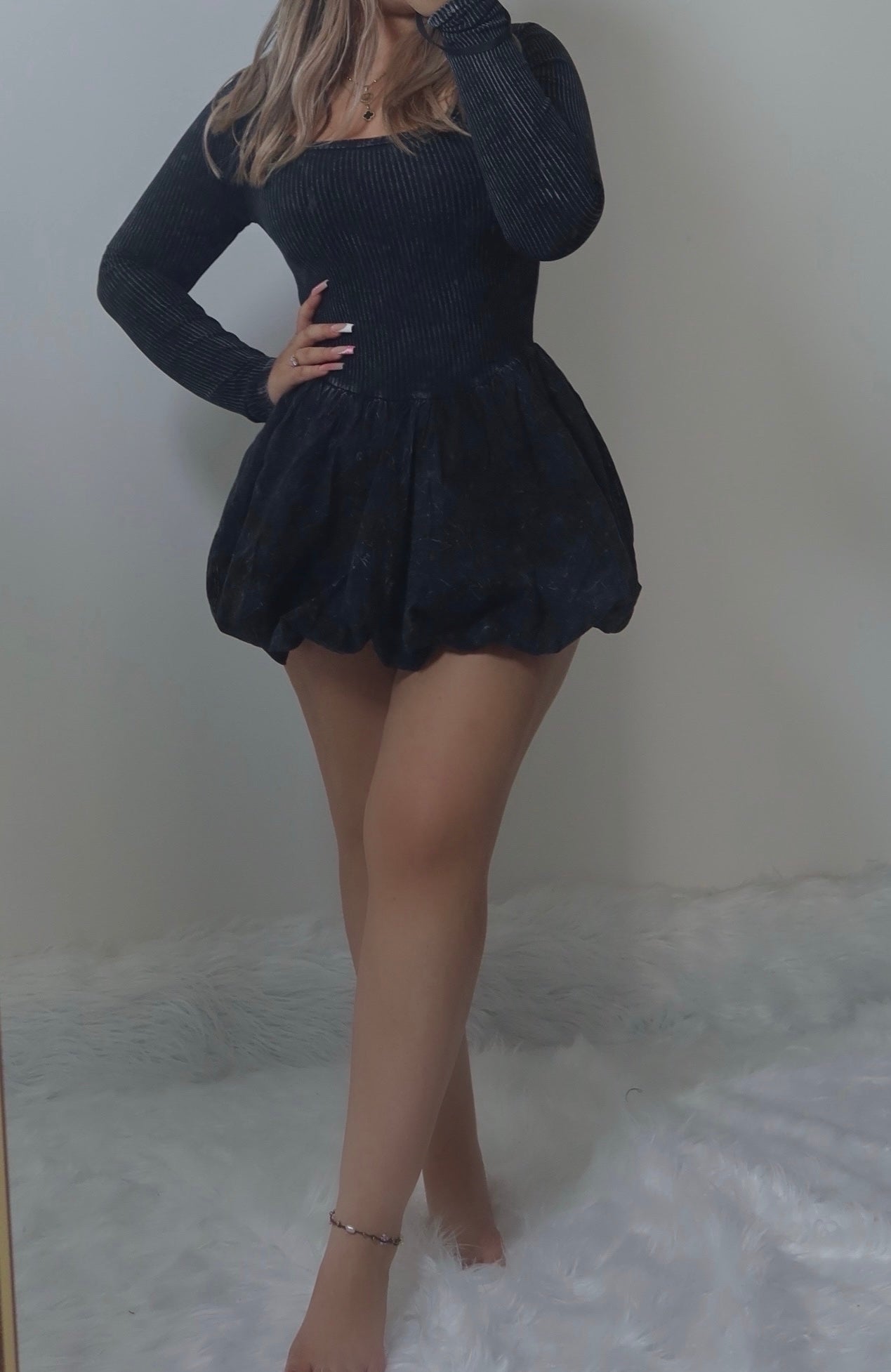 Acid wash bubble dress