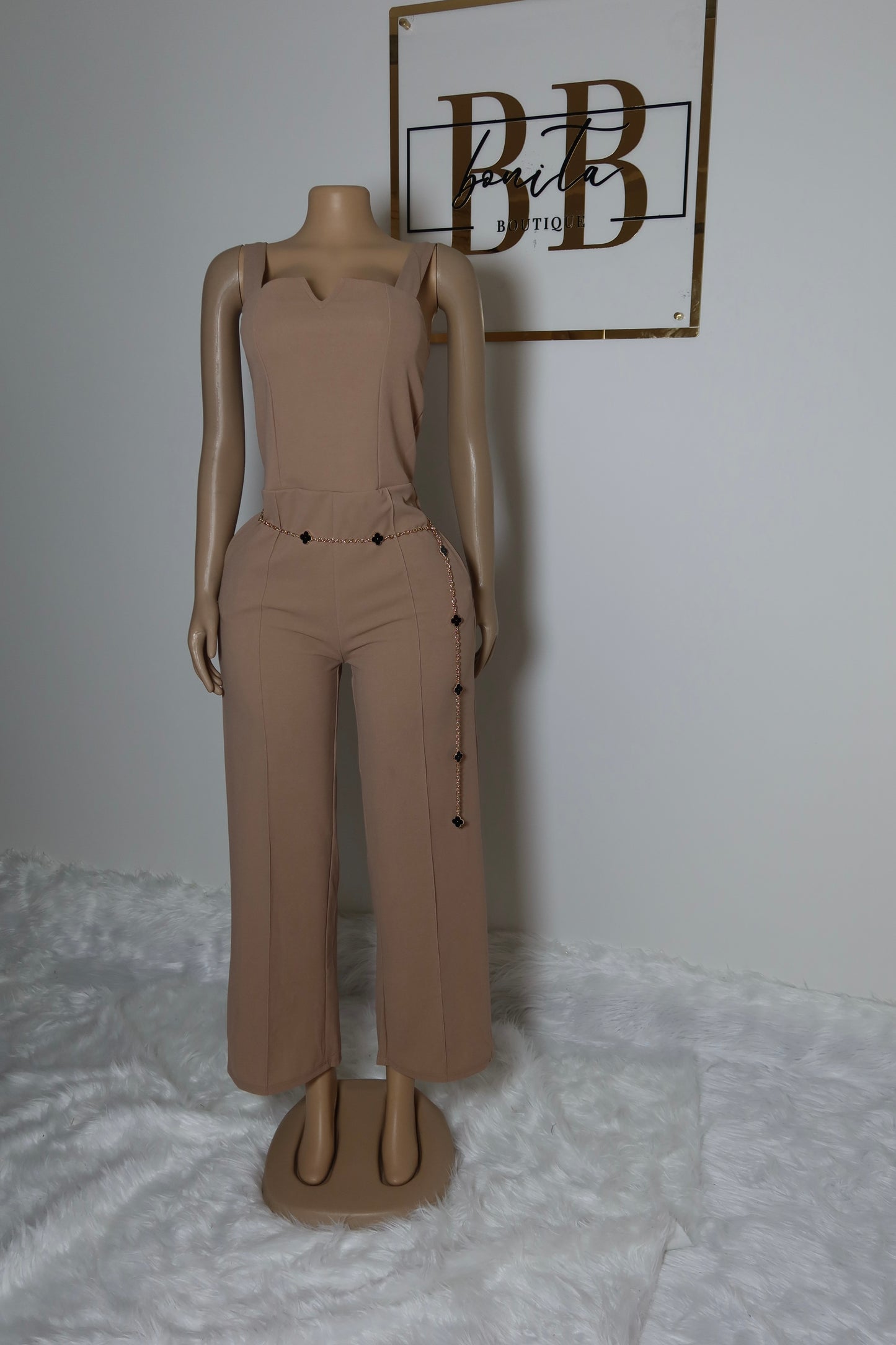 Notched neck jumpsuit