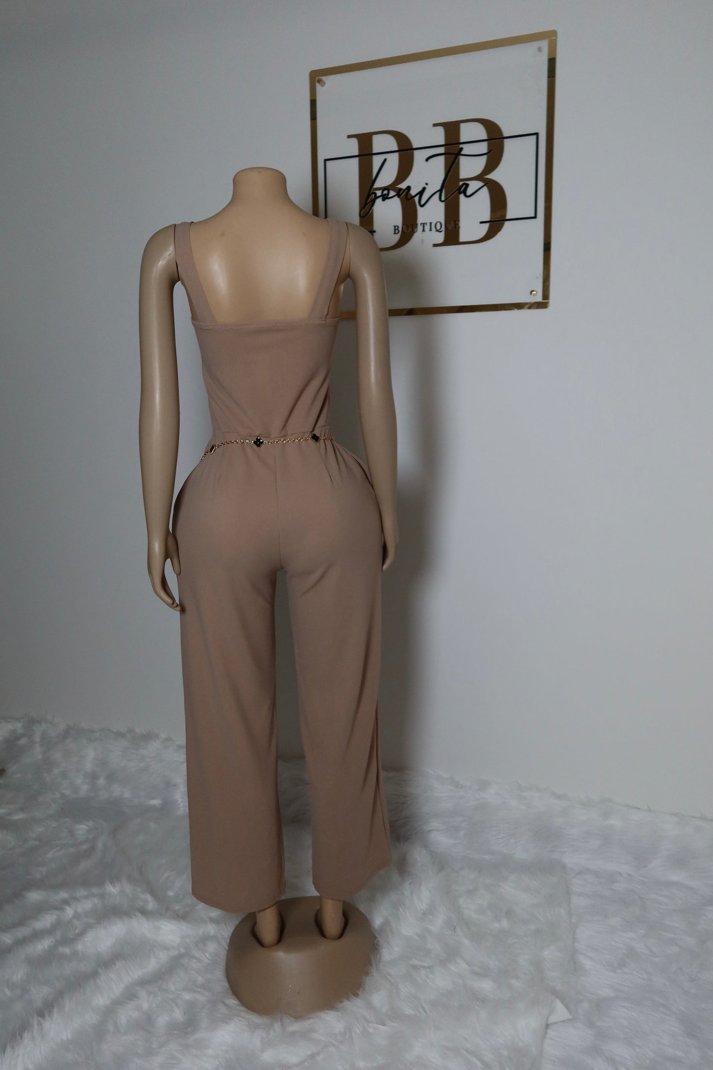 Notched neck jumpsuit