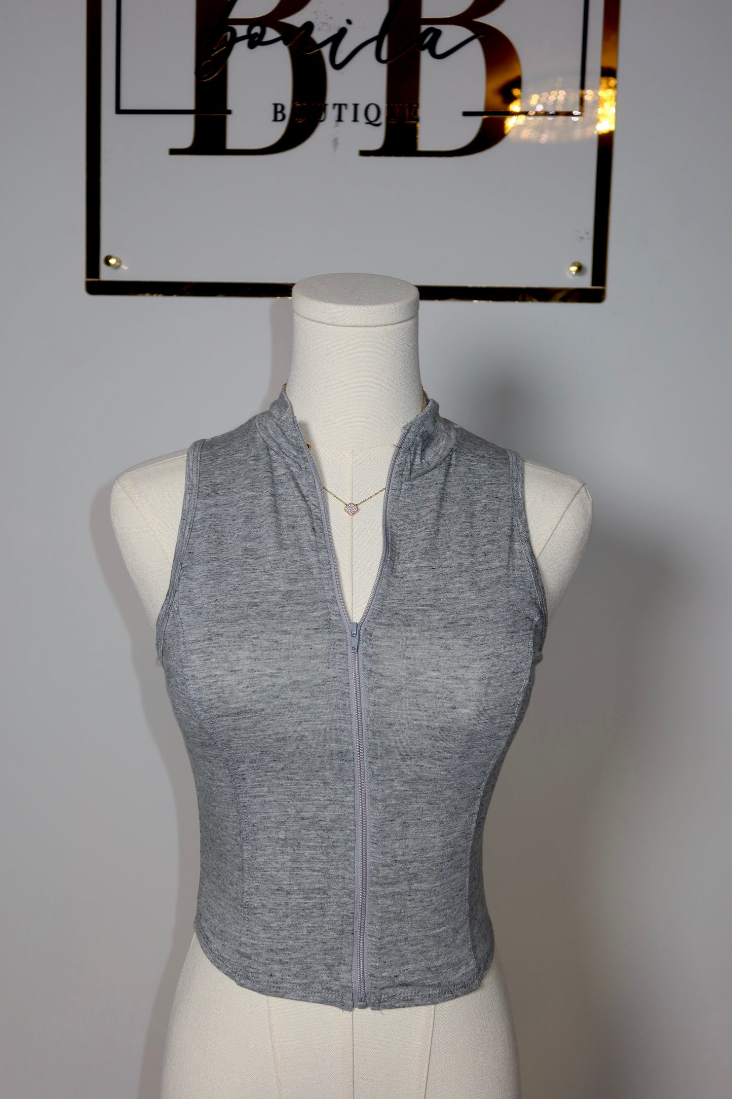 Brit front zip-up top