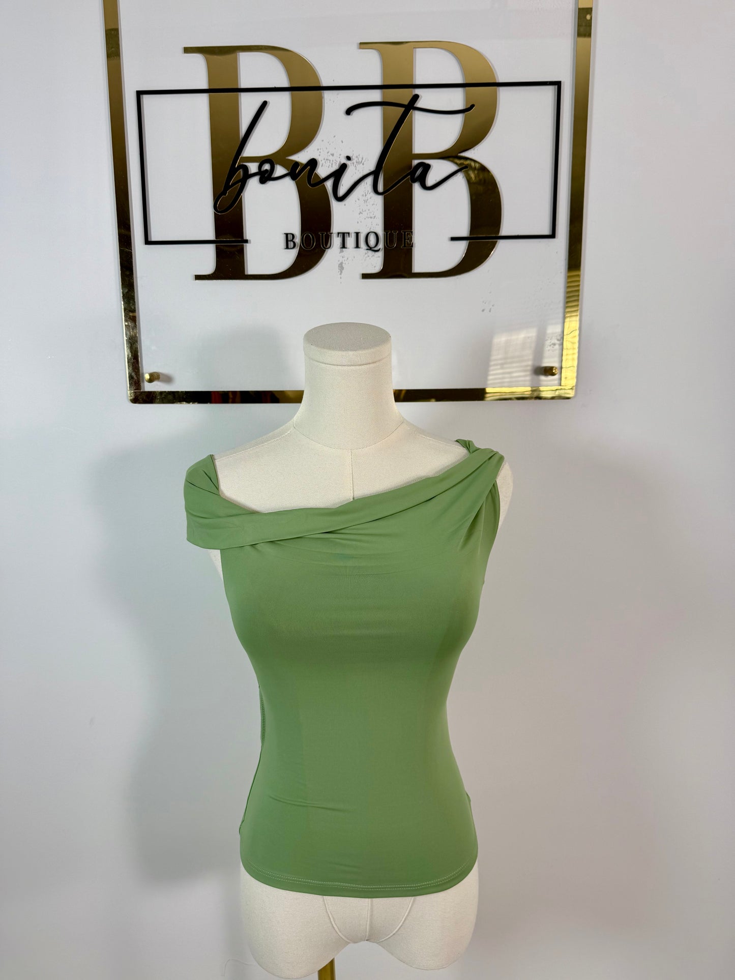 Aries Off Shoulder Top (Sage)