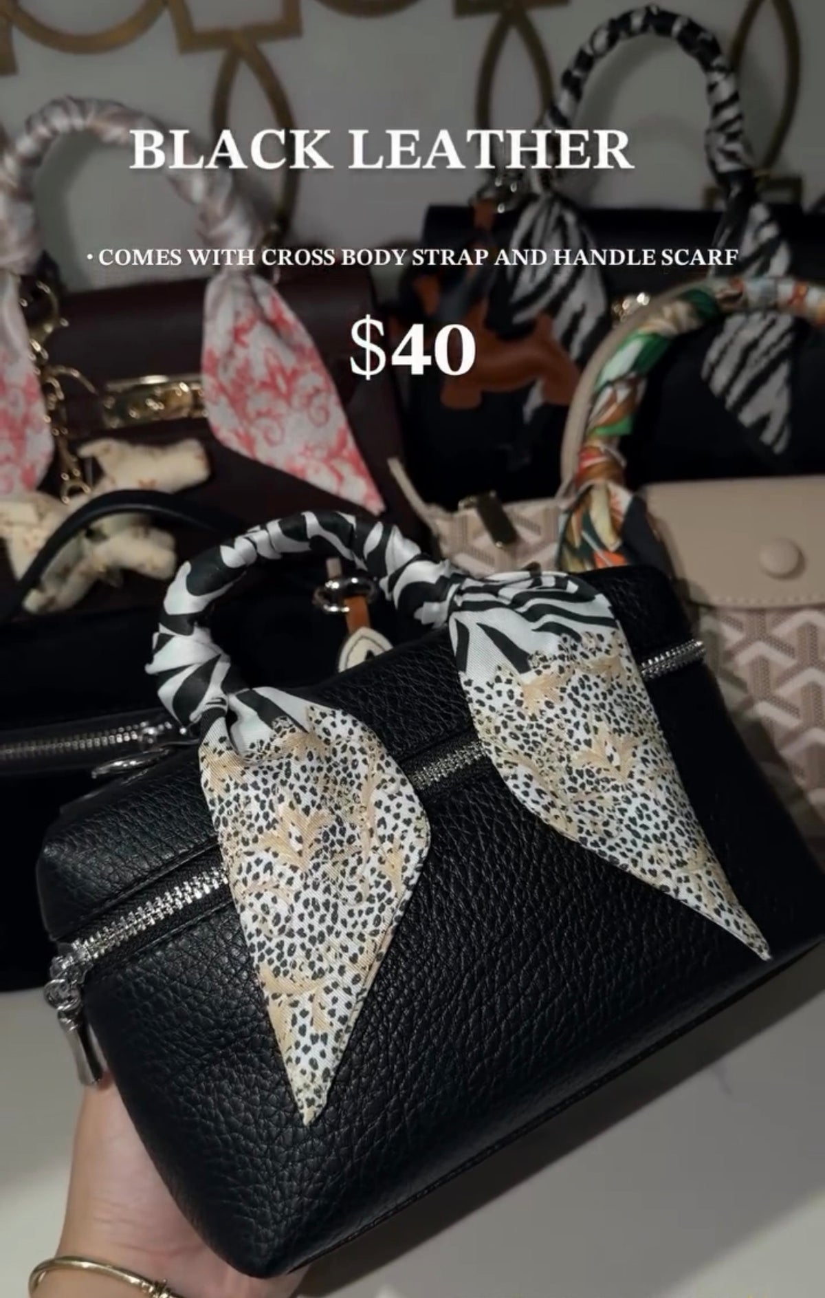 Black Leather Scarf Handbag 🖤