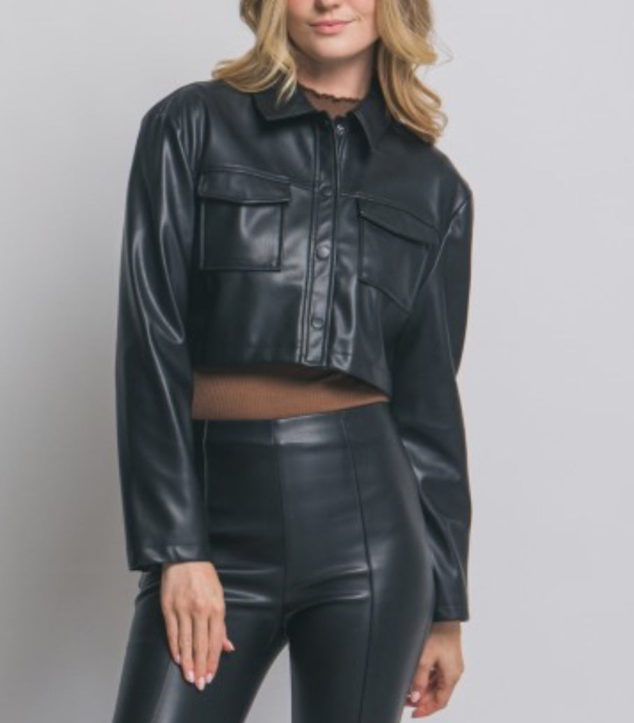 Cropped Leather Jacket