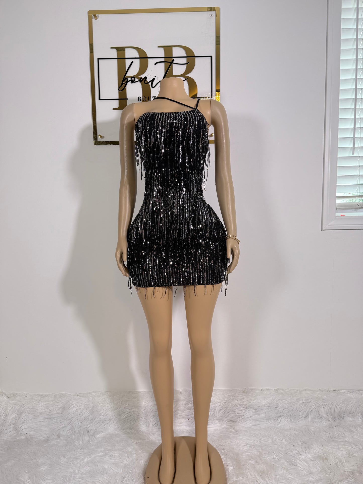 Fringe Sequin Mini Dress