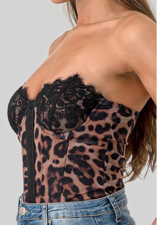 Leopard Corset Bodysuit