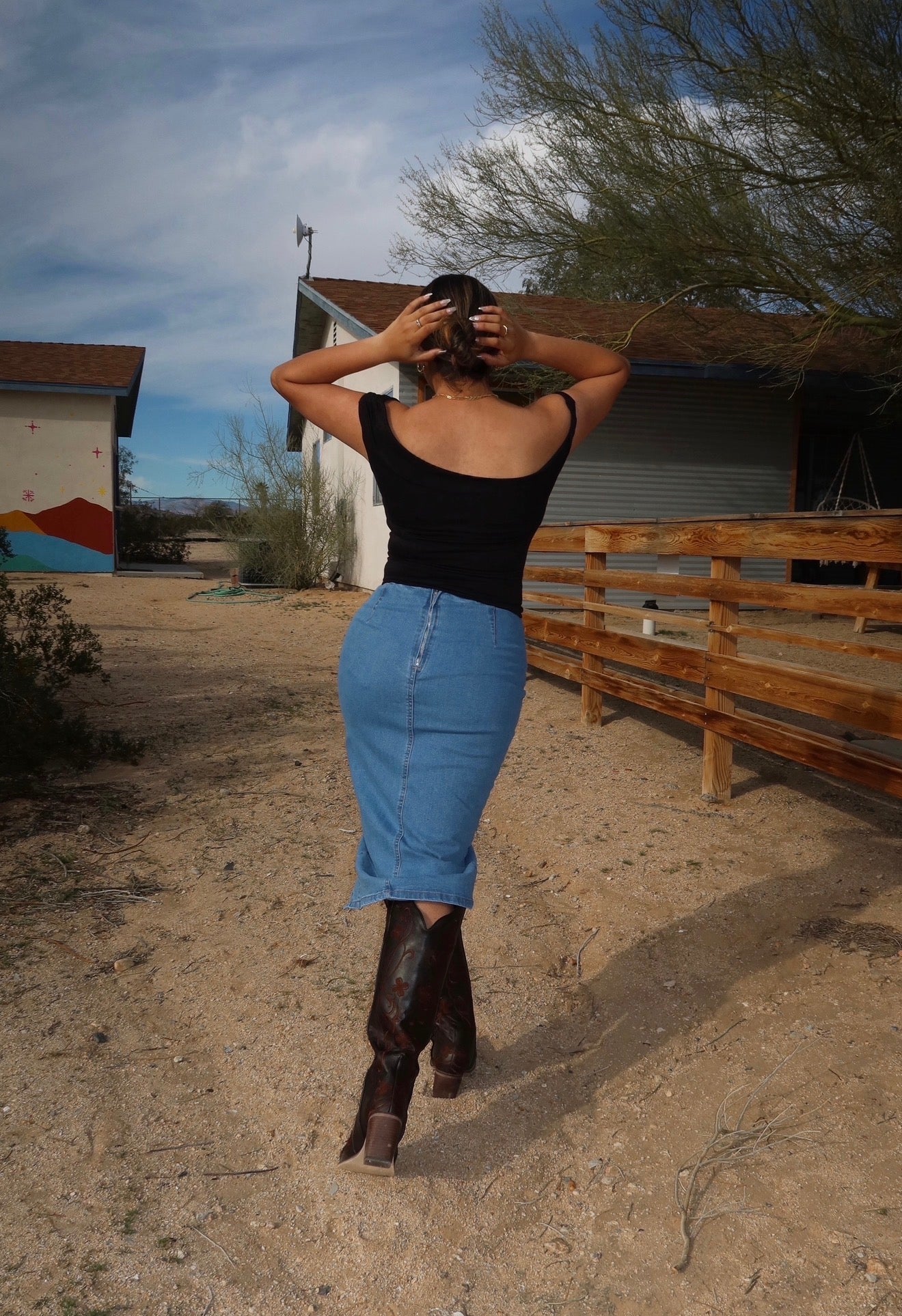 Button Denim Skirt
