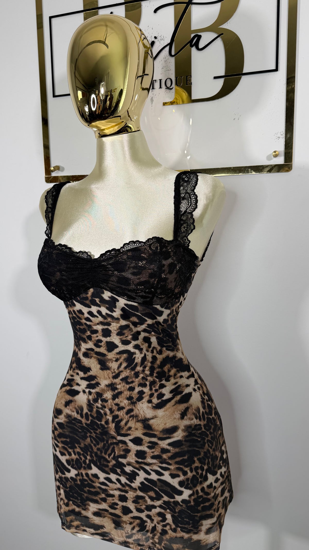 Leopard Lace Mini Dress