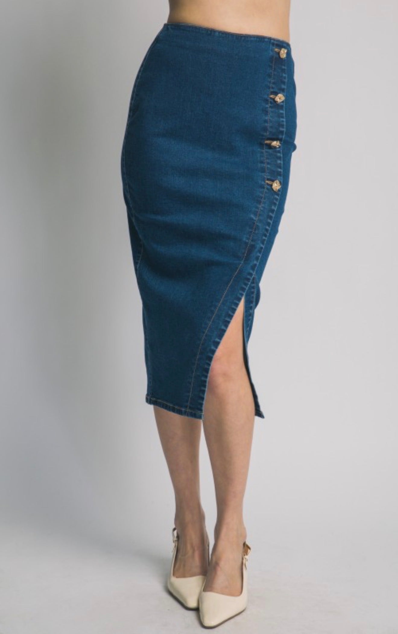 Button Denim Skirt