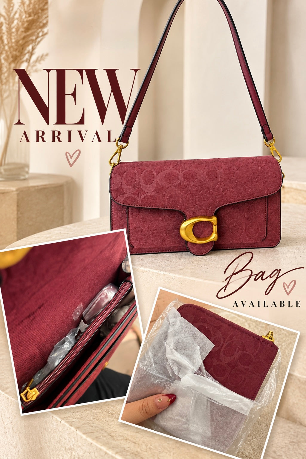 Burgundy Suede Handbag
