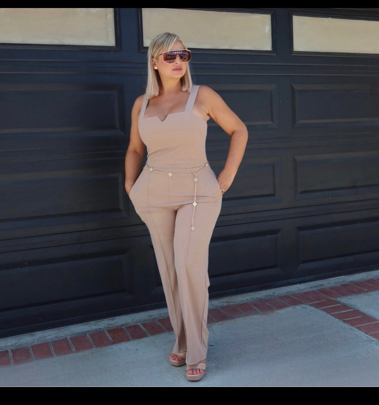 Notched neck jumpsuit