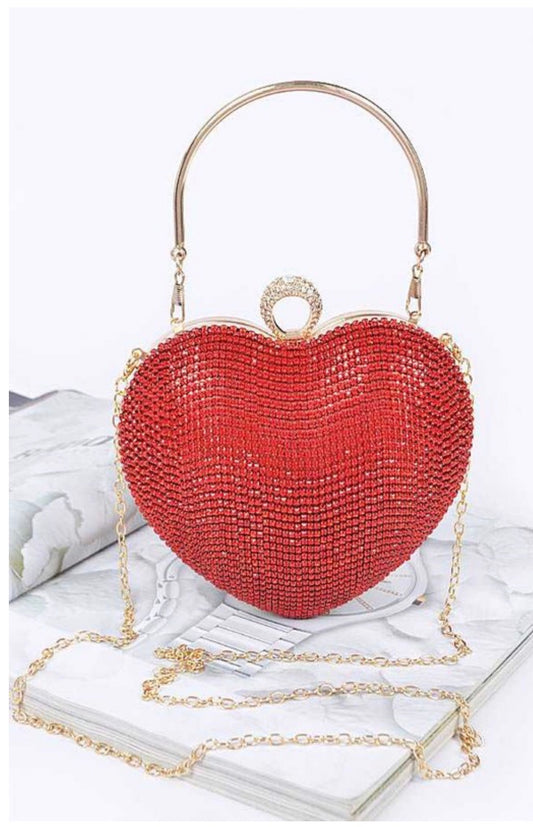 Rhinestone Heart Clutch