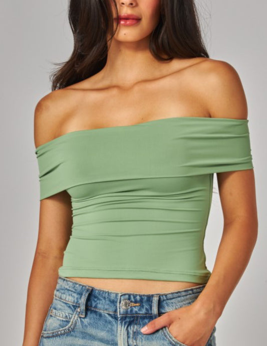 Aries Off Shoulder Top (Sage)