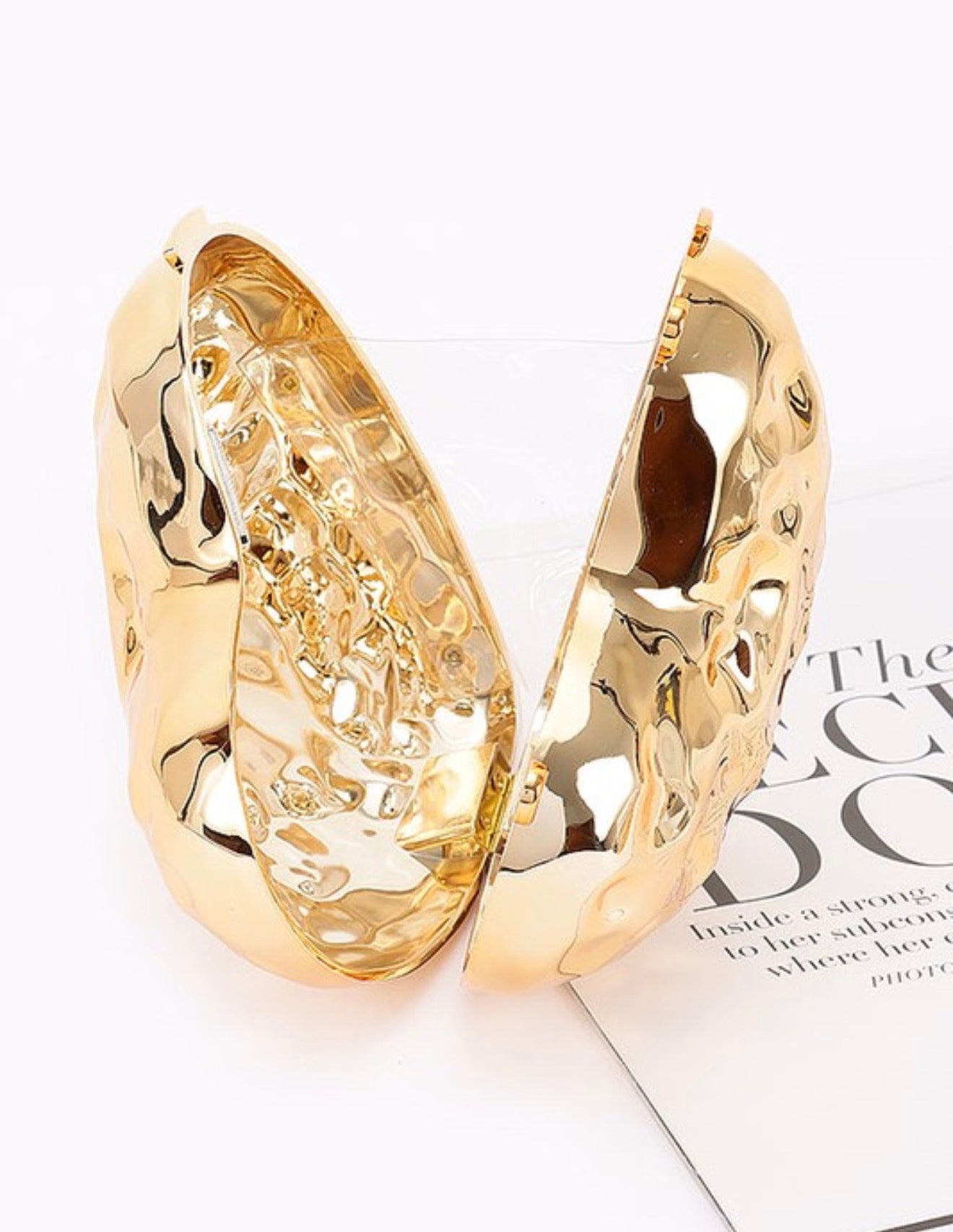 Gold Heart Metallic Clutch