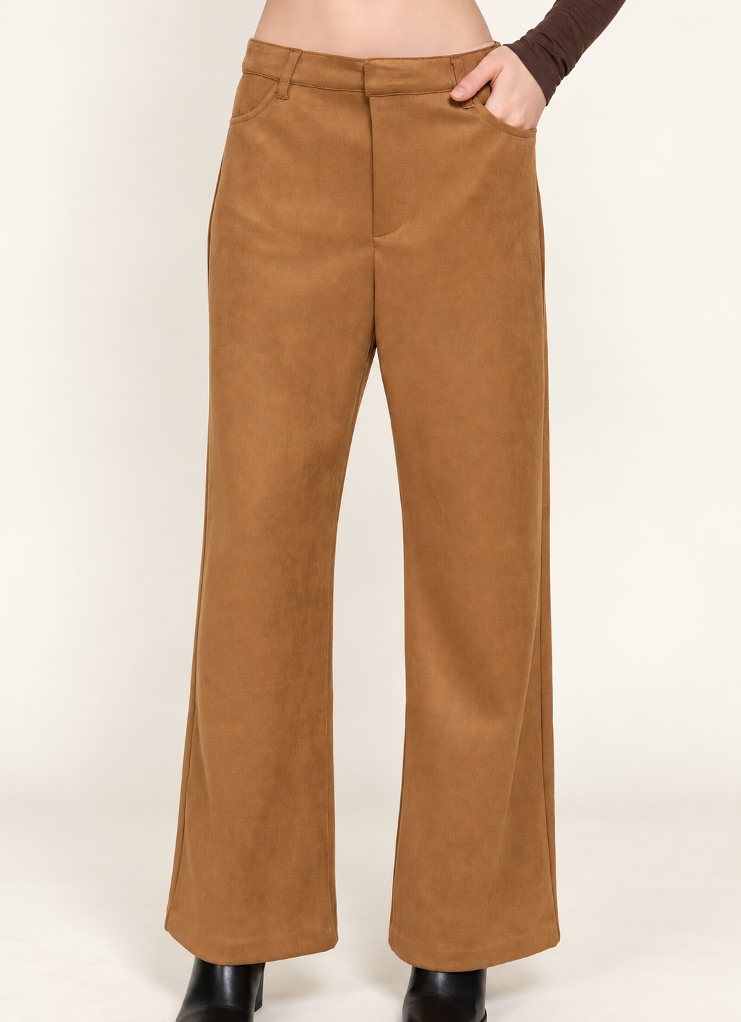 Suede Straight Pants