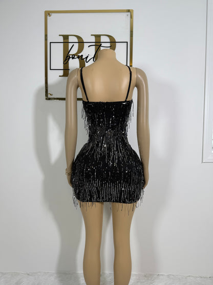 Fringe Sequin Mini Dress