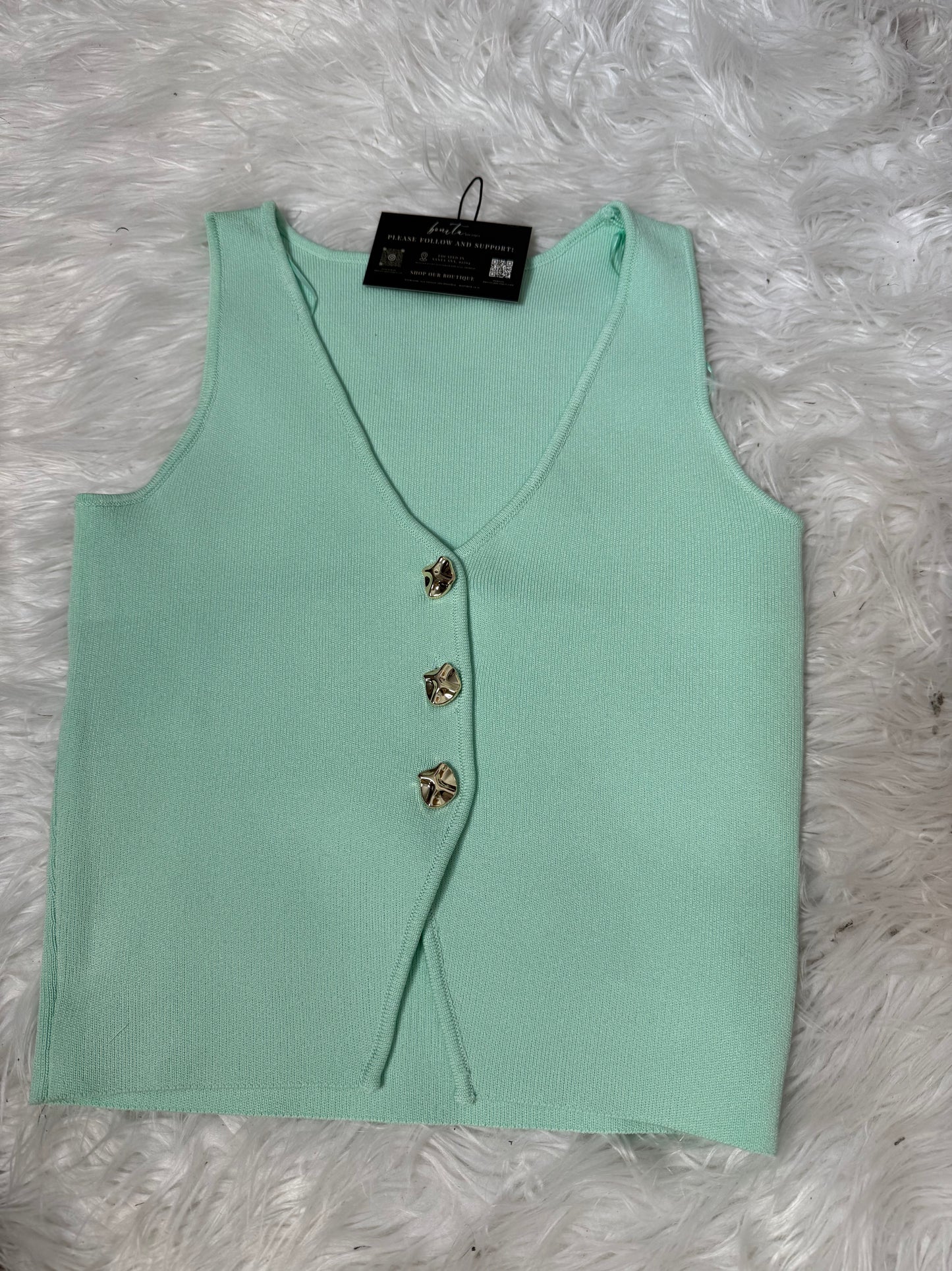 Mint Button Top