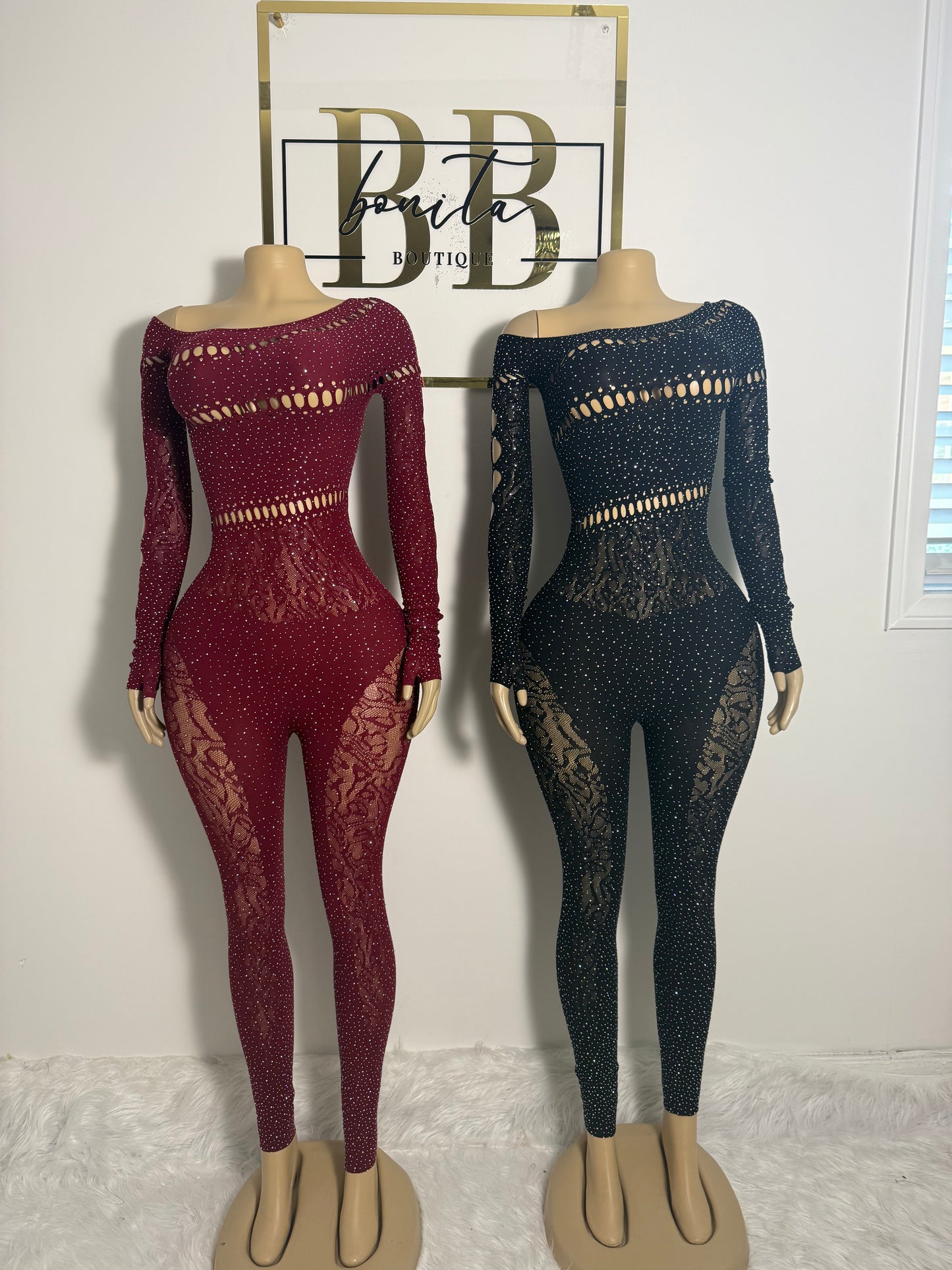 Glamour Rhinestone Jumpsuit (black)