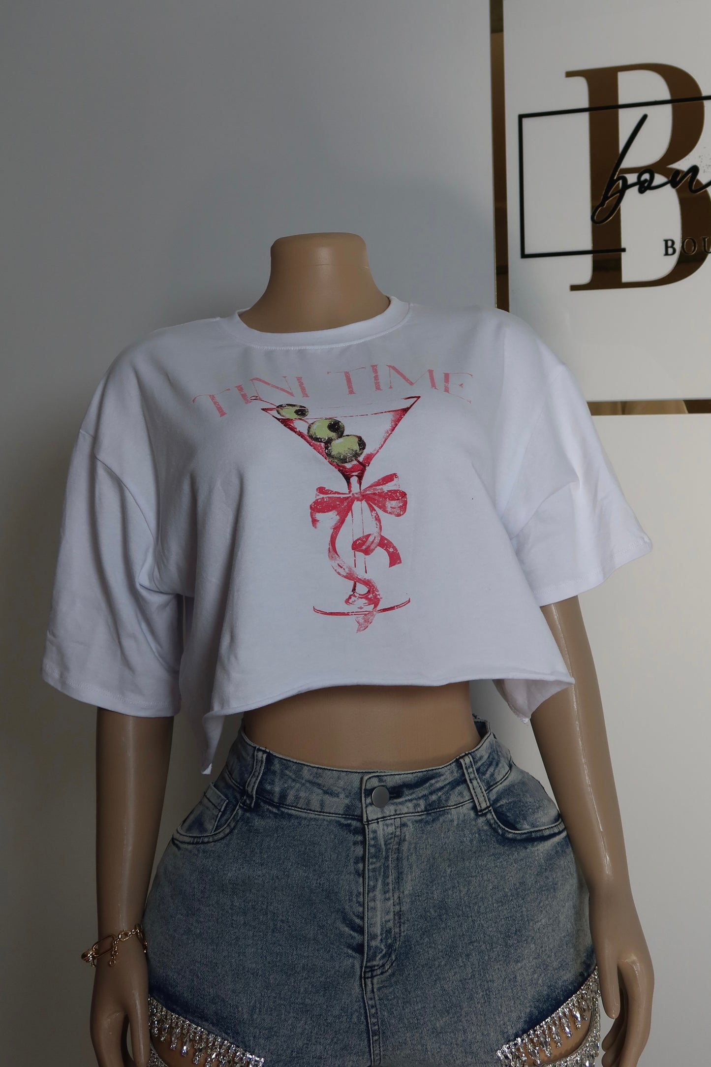 Tini time crop tee